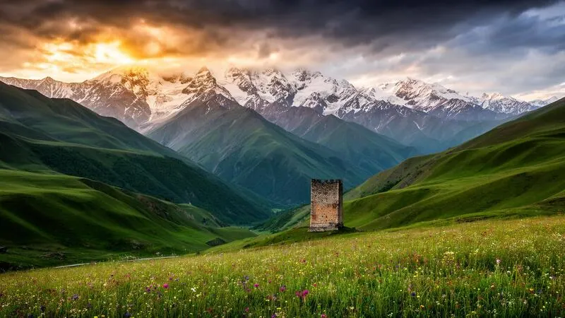 Mountain road through the Caucasus